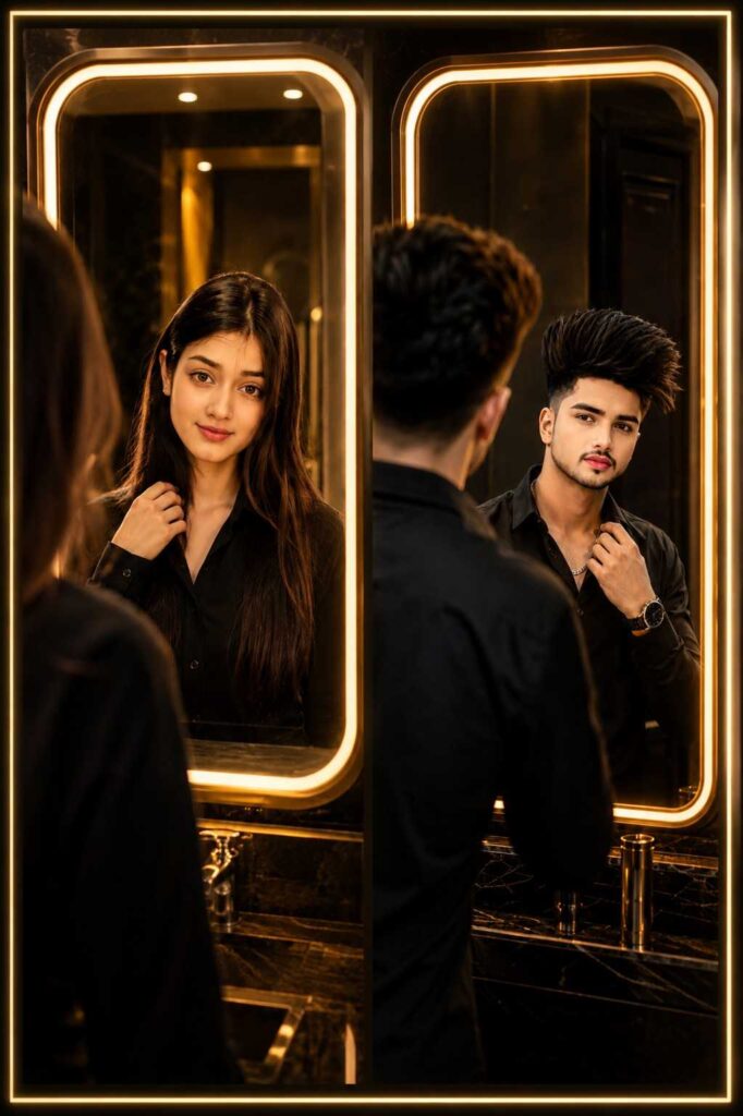 Luxury Mirror Reflection AI Prompt for ChatGPT Images with 100% Identity Lock
Cinematic Mirror Portrait AI Prompt with Strict Face Lock and Luxury Lighting
Ultra Realistic Mirror Reflection AI Portrait Prompt for Google Gemini